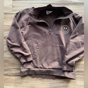 Chocolate Brown Kids Hoodie with Smiley Face